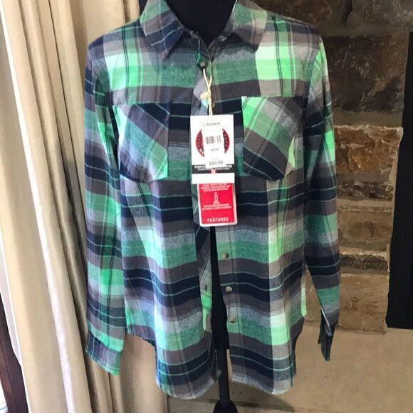 NWT Canada Weathergear, Women's Button-Down, 2 Pockets, Plaid, M, Multi-Color - Picture 1 of 9
